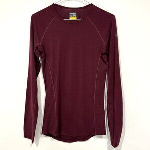 Icebreaker Merino 150 Zone Womens Long Sleeve Wool Base Layer Shirt S Maroon
